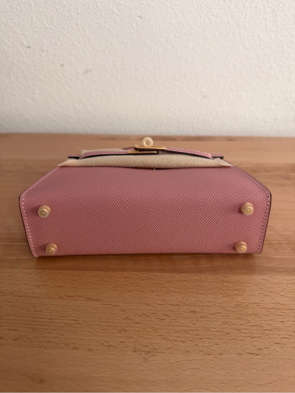 Mini Kelly II 20 GHW pink rose Epsom sellier contrast stitching - Picture 6 of 9